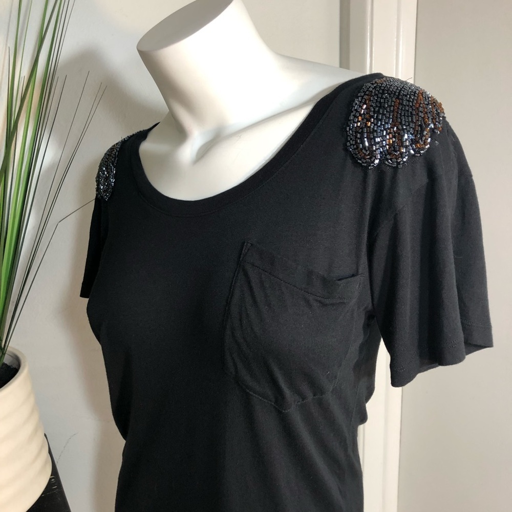 Y2K 2000’s Express Embellished Angel Wings Beaded Tee T-Shirt XS - Picture 3 of 10